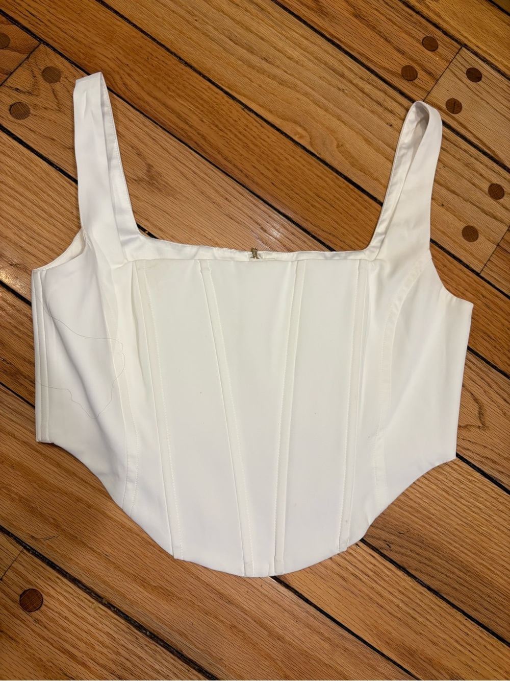 Lovers + Friends Jacqueline White Square-Neck Cropped Corset Boning Tank XL - Picture 2 of 4